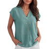 image:imageANRABESS Women Tops Business Casual Cap Sleeve Dressy Blouse V Neck ShirtsLake Blue