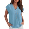 image:imageANRABESS Women Tops Business Casual Cap Sleeve Dressy Blouse V Neck ShirtsLight Blue