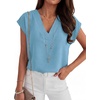 image:imageANRABESS Women Tops Business Casual Cap Sleeve Dressy Blouse V Neck ShirtsLight Blue
