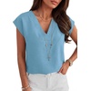 image:imageANRABESS Women Tops Business Casual Cap Sleeve Dressy Blouse V Neck ShirtsLight Blue