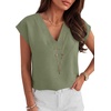 image:imageANRABESS Women Tops Business Casual Cap Sleeve Dressy Blouse V Neck ShirtsLight Green