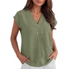 image:imageANRABESS Women Tops Business Casual Cap Sleeve Dressy Blouse V Neck ShirtsLight Green