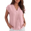 image:imageANRABESS Women Tops Business Casual Cap Sleeve Dressy Blouse V Neck ShirtsLight Pink