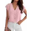 image:imageANRABESS Women Tops Business Casual Cap Sleeve Dressy Blouse V Neck ShirtsLight Pink