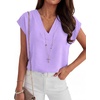 image:imageANRABESS Women Tops Business Casual Cap Sleeve Dressy Blouse V Neck ShirtsLight Purple