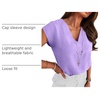 image:imageANRABESS Women Tops Business Casual Cap Sleeve Dressy Blouse V Neck ShirtsLight Purple