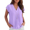 image:imageANRABESS Women Tops Business Casual Cap Sleeve Dressy Blouse V Neck ShirtsLight Purple
