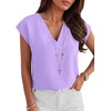 image:imageANRABESS Women Tops Business Casual Cap Sleeve Dressy Blouse V Neck ShirtsLight Purple