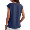 image:imageANRABESS Women Tops Business Casual Cap Sleeve Dressy Blouse V Neck ShirtsNavy Blue