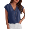 image:imageANRABESS Women Tops Business Casual Cap Sleeve Dressy Blouse V Neck ShirtsNavy Blue