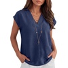 image:imageANRABESS Women Tops Business Casual Cap Sleeve Dressy Blouse V Neck ShirtsNavy Blue
