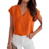 image:imageANRABESS Women Tops Business Casual Cap Sleeve Dressy Blouse V Neck ShirtsOrange