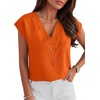 image:imageANRABESS Women Tops Business Casual Cap Sleeve Dressy Blouse V Neck ShirtsOrange