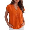 image:imageANRABESS Women Tops Business Casual Cap Sleeve Dressy Blouse V Neck ShirtsOrange