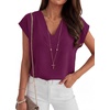 image:imageANRABESS Women Tops Business Casual Cap Sleeve Dressy Blouse V Neck ShirtsPurple