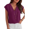 image:imageANRABESS Women Tops Business Casual Cap Sleeve Dressy Blouse V Neck ShirtsPurple