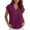 image:imageANRABESS Women Tops Business Casual Cap Sleeve Dressy Blouse V Neck ShirtsPurple