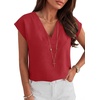 image:imageANRABESS Women Tops Business Casual Cap Sleeve Dressy Blouse V Neck ShirtsRed