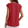 image:imageANRABESS Women Tops Business Casual Cap Sleeve Dressy Blouse V Neck ShirtsRed