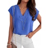 image:imageANRABESS Women Tops Business Casual Cap Sleeve Dressy Blouse V Neck ShirtsRoyal Blue