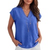 image:imageANRABESS Women Tops Business Casual Cap Sleeve Dressy Blouse V Neck ShirtsRoyal Blue