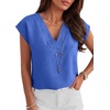 image:imageANRABESS Women Tops Business Casual Cap Sleeve Dressy Blouse V Neck ShirtsRoyal Blue