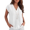 image:imageANRABESS Women Tops Business Casual Cap Sleeve Dressy Blouse V Neck ShirtsWhite