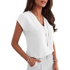 image:imageANRABESS Women Tops Business Casual Cap Sleeve Dressy Blouse V Neck ShirtsWhite