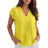 image:imageANRABESS Women Tops Business Casual Cap Sleeve Dressy Blouse V Neck ShirtsYellow