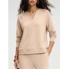 image:imageANRABESS Womens 2 Piece Outfits V Neck Sweatsuit Lounge SetsAlmond