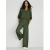 image:imageANRABESS Womens 2 Piece Outfits V Neck Sweatsuit Lounge SetsArmy Green