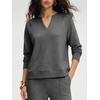 image:imageANRABESS Womens 2 Piece Outfits V Neck Sweatsuit Lounge SetsDark Grey