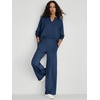 image:imageANRABESS Womens 2 Piece Outfits V Neck Sweatsuit Lounge SetsNavy Blue