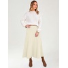 image:imageANRABESS Womens A Line High Waist Fall Midi SkirtBeige