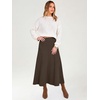 image:imageANRABESS Womens A Line High Waist Fall Midi SkirtBrown