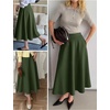 image:imageANRABESS Womens ALine Elastic High Waist Midi SkirtsArmy Green