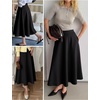 image:imageANRABESS Womens ALine Elastic High Waist Midi SkirtsBlack