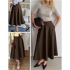 image:imageANRABESS Womens ALine Elastic High Waist Midi SkirtsBrown
