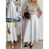 image:imageANRABESS Womens ALine Elastic High Waist Midi SkirtsWhite