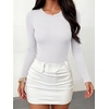 image:imageANRABESS Womens Built in Bra Long Sleeve Ribbed BodysuitsWhite