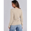 image:imageANRABESS Womens Cable Knit V Neck Long Sleeve Fitted Sweaters TopApricot