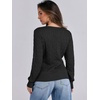 image:imageANRABESS Womens Cable Knit V Neck Long Sleeve Fitted Sweaters TopBlack