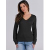 image:imageANRABESS Womens Cable Knit V Neck Long Sleeve Fitted Sweaters TopBlack