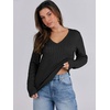 image:imageANRABESS Womens Cable Knit V Neck Long Sleeve Fitted Sweaters TopBlack