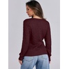 image:imageANRABESS Womens Cable Knit V Neck Long Sleeve Fitted Sweaters TopBurgundy