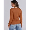 image:imageANRABESS Womens Cable Knit V Neck Long Sleeve Fitted Sweaters TopBurnt Orange