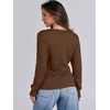 image:imageANRABESS Womens Cable Knit V Neck Long Sleeve Fitted Sweaters TopCoffee