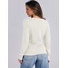 image:imageANRABESS Womens Cable Knit V Neck Long Sleeve Fitted Sweaters TopCream White