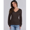 image:imageANRABESS Womens Cable Knit V Neck Long Sleeve Fitted Sweaters TopDeep Brown