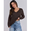 image:imageANRABESS Womens Cable Knit V Neck Long Sleeve Fitted Sweaters TopDeep Brown